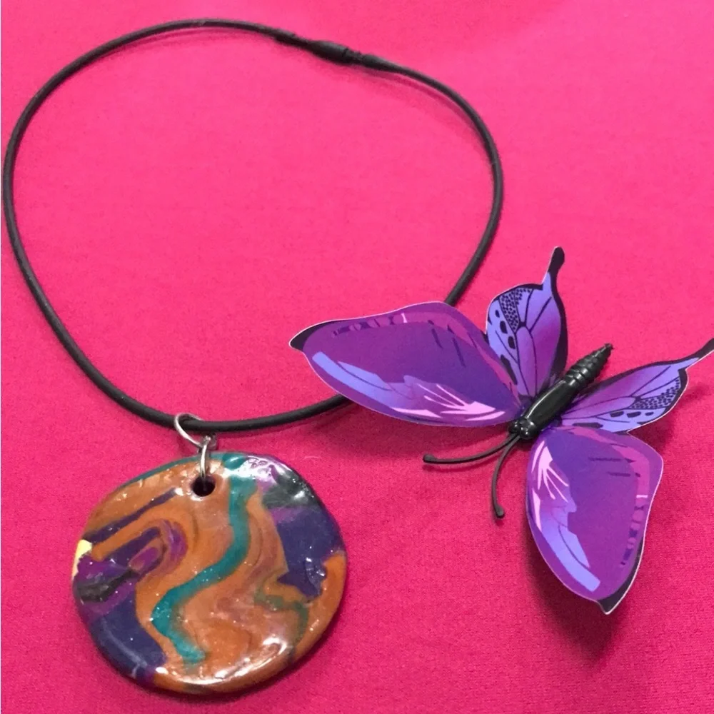 Bohemian Ceramic One of a Kind Handmade Rare Unique Necklace